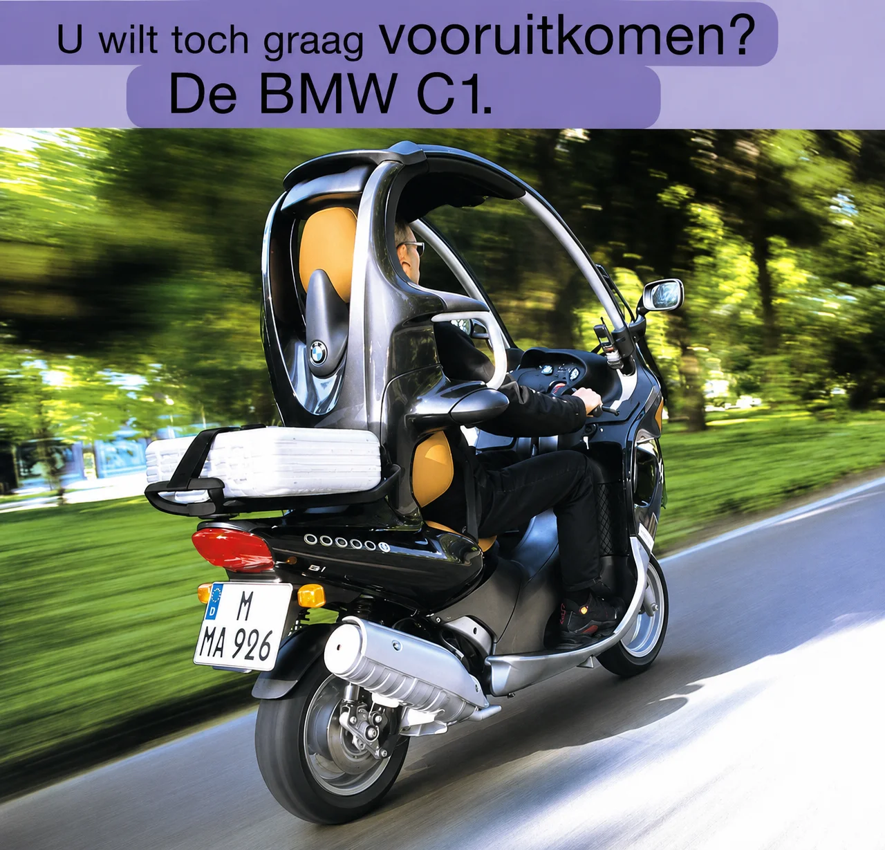 Originele BMW C1 reclame uit begin jaren 2000.